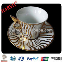 Cerâmica Marroquino Gold Encrusted Striped Plating Copos Chá Pires China Wholesale